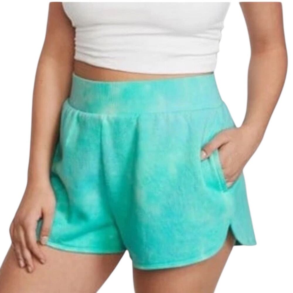 Victorias Secret Essential Fleece Short Batik Blue Medium On Point High Rise 2.5